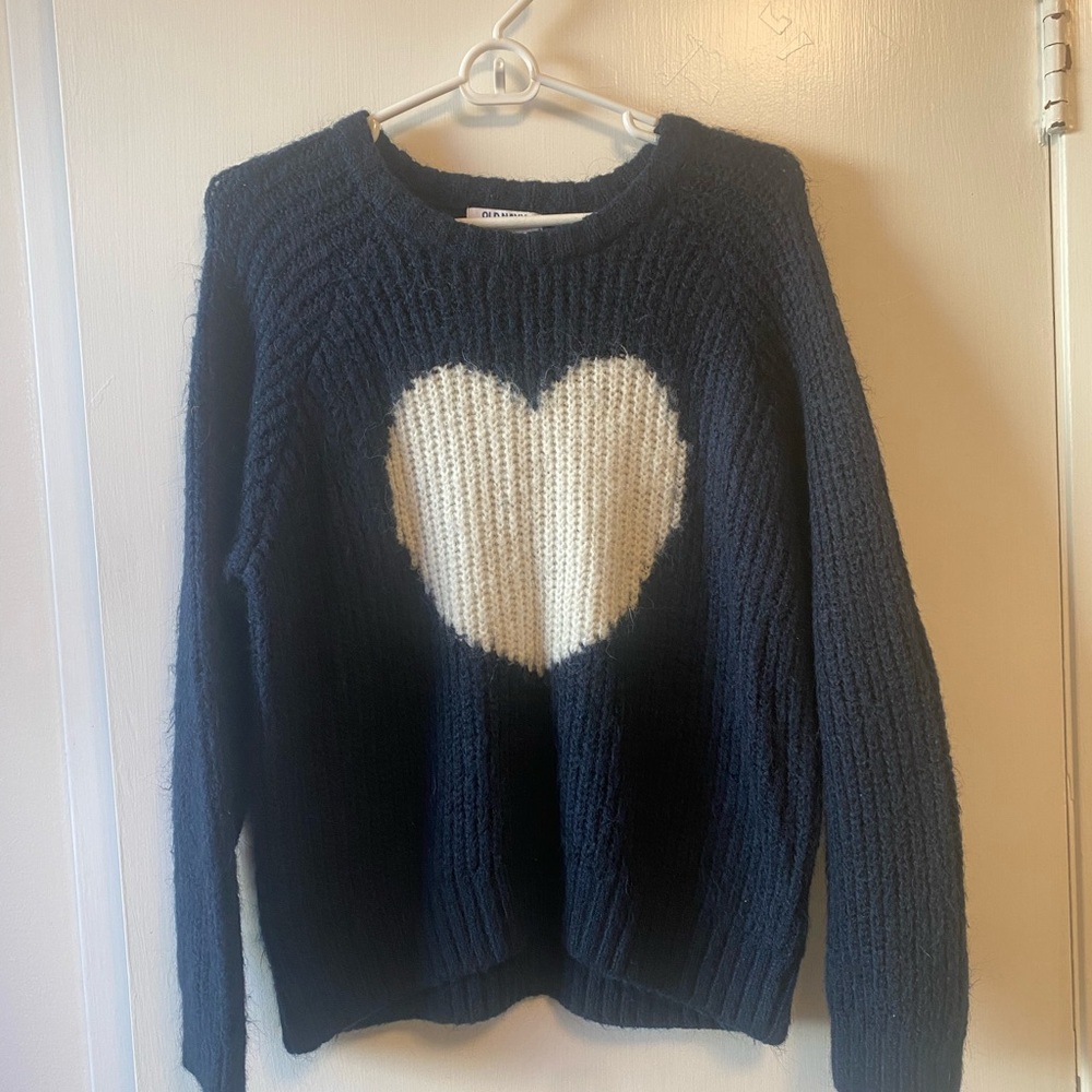 Old Navy Dark Blue Sweater with Heart Design